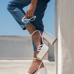 The Fashion Project Πέδιλα Platform με μπαρέτα - Λευκό