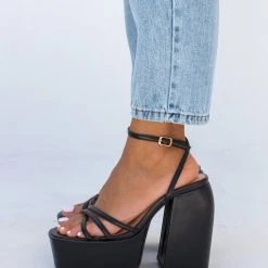 The Fashion Project Πέδιλα Platform με μπαρέτα - Μαύρο