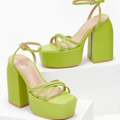 The Fashion Project Πέδιλα Platform με μπαρέτα - Λαχανί -Γόβες Εκπτώσεις pedila platform me mpareta 103734 it8p