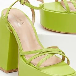 The Fashion Project Πέδιλα Platform με μπαρέτα - Λαχανί -Γόβες Εκπτώσεις pedila platform me mpareta 103734 rcud