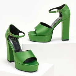 Πέδιλα Platform με μπαρέτα TFP - Πράσινο -Γόβες Εκπτώσεις pedila platform me mpareta tfp 107799 sfhm