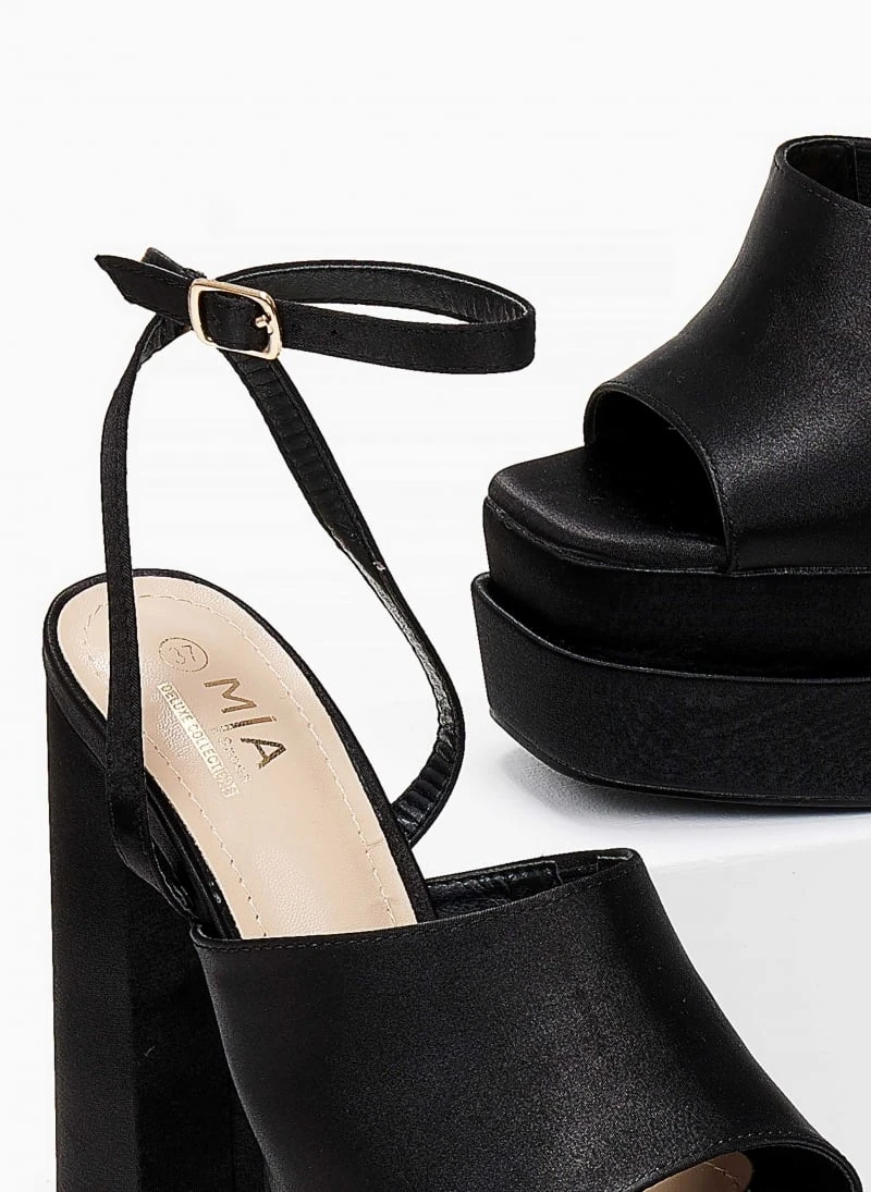 The Fashion Project Πέδιλα Platform σατέν με φαρδιά φάσα - Μαύρο 3 The Fashion Project Πέδιλα Platform σατέν με φαρδιά φάσα - Μαύρο - Image 3