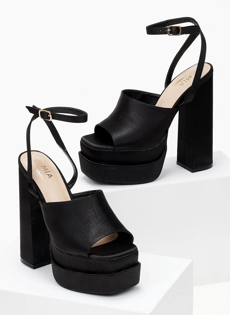 The Fashion Project Πέδιλα Platform σατέν με φαρδιά φάσα - Μαύρο 2 The Fashion Project Πέδιλα Platform σατέν με φαρδιά φάσα - Μαύρο - Image 2