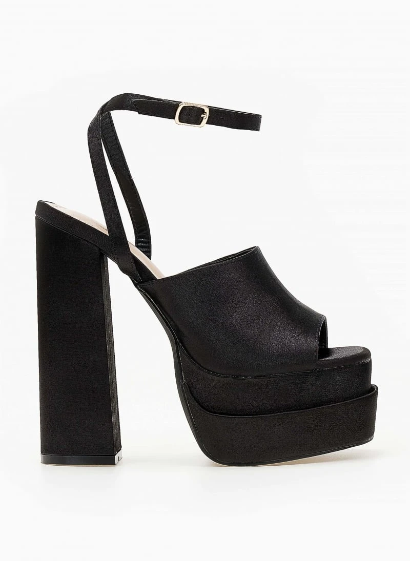 The Fashion Project Πέδιλα Platform σατέν με φαρδιά φάσα - Μαύρο 1 The Fashion Project Πέδιλα Platform σατέν με φαρδιά φάσα - Μαύρο