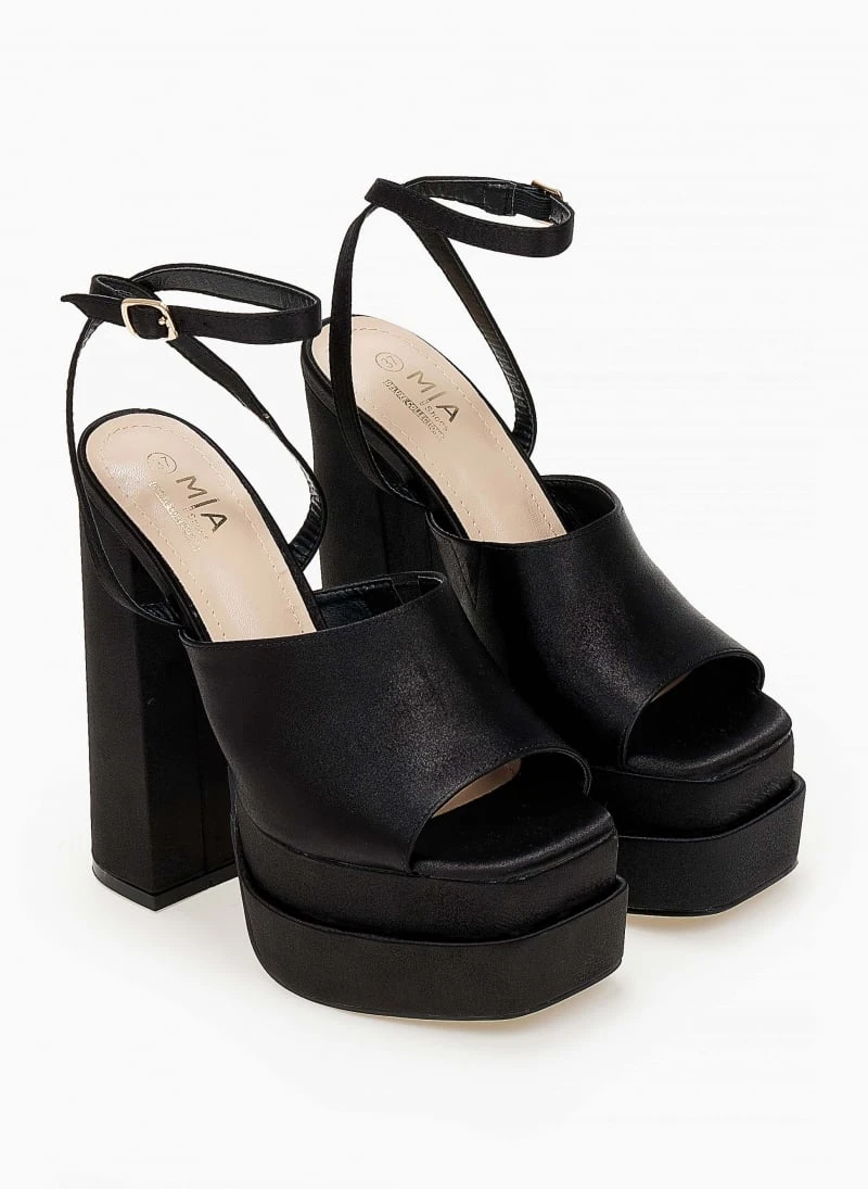 The Fashion Project Πέδιλα Platform σατέν με φαρδιά φάσα - Μαύρο 4 The Fashion Project Πέδιλα Platform σατέν με φαρδιά φάσα - Μαύρο - Image 4