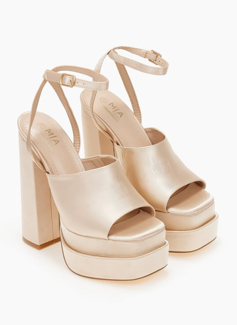 The Fashion Project Πέδιλα Platform σατέν με φαρδιά φάσα - Μπεζ 5 The Fashion Project Πέδιλα Platform σατέν με φαρδιά φάσα - Μπεζ - Image 5