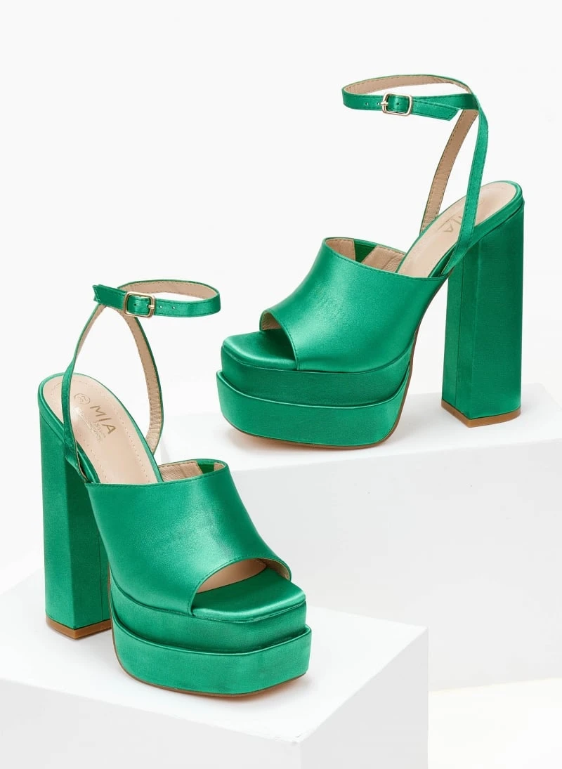 The Fashion Project Πέδιλα Platform σατέν με φαρδιά φάσα - Πράσινο 4 The Fashion Project Πέδιλα Platform σατέν με φαρδιά φάσα - Πράσινο - Image 4