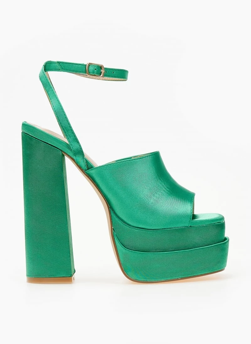 The Fashion Project Πέδιλα Platform σατέν με φαρδιά φάσα - Πράσινο 1 The Fashion Project Πέδιλα Platform σατέν με φαρδιά φάσα - Πράσινο