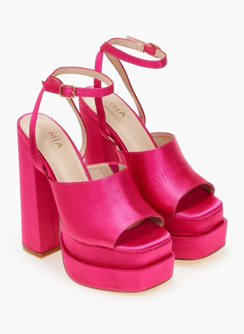 The Fashion Project Πέδιλα Platform σατέν με φαρδιά φάσα - Φούξια 3 The Fashion Project Πέδιλα Platform σατέν με φαρδιά φάσα - Φούξια - Image 3