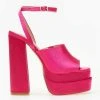 The Fashion Project Πέδιλα Platform σατέν με φαρδιά φάσα - Φούξια
