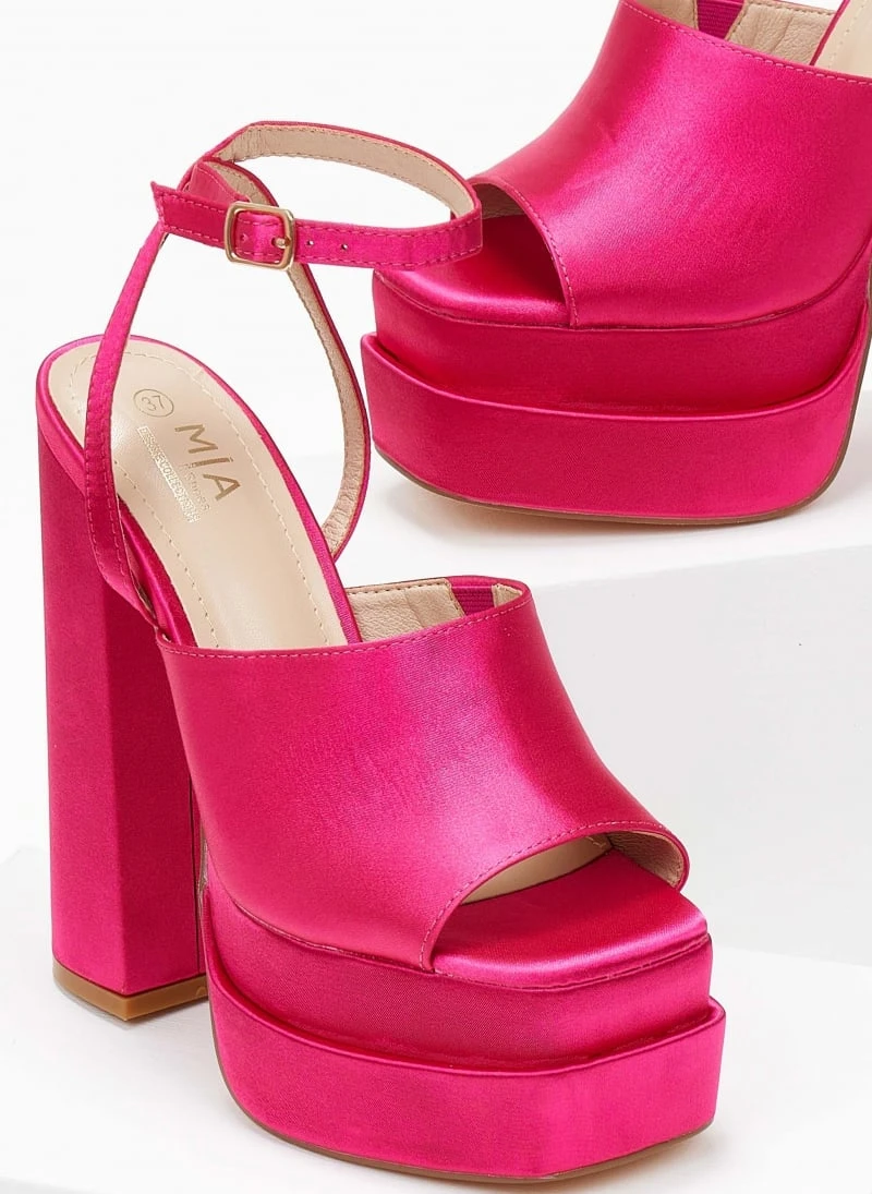 The Fashion Project Πέδιλα Platform σατέν με φαρδιά φάσα - Φούξια 4 The Fashion Project Πέδιλα Platform σατέν με φαρδιά φάσα - Φούξια - Image 4