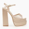 The Fashion Project Πέδιλα Platform σατέν με μπαρέτα - Μπεζ