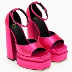 Πέδιλα Platform σατέν TFP με μπαρέτα - Φούξια -Γόβες Εκπτώσεις pedila platform saten tfp me mpareta 104444 vv9n 1