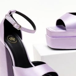 Πέδιλα Platform σατέν TFP με μπαρέτα - Λιλά -Γόβες Εκπτώσεις pedila platform saten tfp me mpareta 104445 okzo