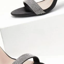 The Fashion Project Πέδιλα σατέν με ιδιαίτερο τακούνι - Μαύρο -Γόβες Εκπτώσεις pedila saten me idiaitero takouni 107241 dpde