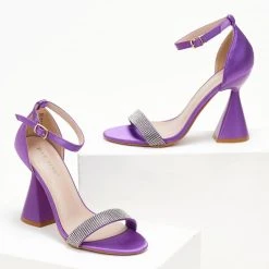 The Fashion Project Πέδιλα σατέν με ιδιαίτερο τακούνι - Μωβ -Γόβες Εκπτώσεις pedila saten me idiaitero takouni 107242 znub