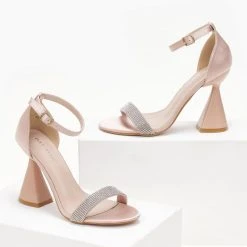 The Fashion Project Πέδιλα σατέν με ιδιαίτερο τακούνι - Σομόν -Γόβες Εκπτώσεις pedila saten me idiaitero takouni 107243 fxhp