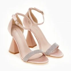 The Fashion Project Πέδιλα σατέν με ιδιαίτερο τακούνι - Σομόν -Γόβες Εκπτώσεις pedila saten me idiaitero takouni 107243 peut