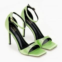 The Fashion Project Πέδιλα σατέν με μπαρέτα - Πράσινο -Γόβες Εκπτώσεις pedila saten me mpareta 103897 75xv