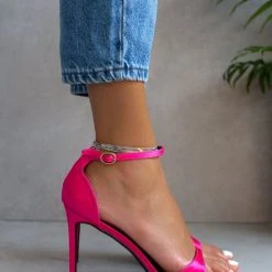 The Fashion Project Πέδιλα σατέν με μπαρέτα - Φούξια -Γόβες Εκπτώσεις pedila saten me mpareta 103898 3lvo