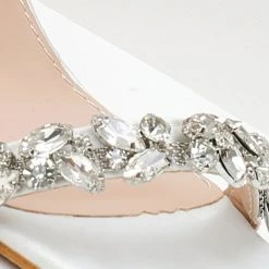 The Fashion Project Πέδιλα σατέν με πέτρες - Λευκό -Γόβες Εκπτώσεις pedila saten me petres 105231 4d45