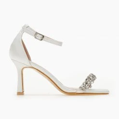 The Fashion Project Πέδιλα σατέν με πέτρες - Λευκό
