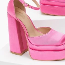 The Fashion Project Γόβες σατέν με ψηλή φιάπα - Φούξια -Γόβες Εκπτώσεις pedila saten me psili fiapa 103726 1tt4 1