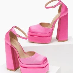 The Fashion Project Γόβες σατέν με ψηλή φιάπα - Φούξια -Γόβες Εκπτώσεις pedila saten me psili fiapa 103726 v6b3 1