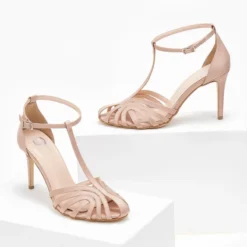 Πέδιλα σατέν με ρετρό σχέδιο Tfp Exclusive - Nude -Γόβες Εκπτώσεις pedila saten me retro sxedio tfp exclusive 108375 6kbn