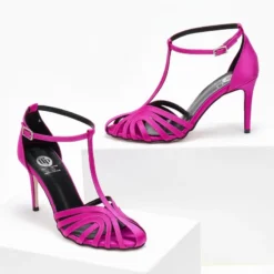 Πέδιλα σατέν με ρετρό σχέδιο Tfp Exclusive - Magenta -Γόβες Εκπτώσεις pedila saten me retro sxedio tfp exclusive 108376 smo2