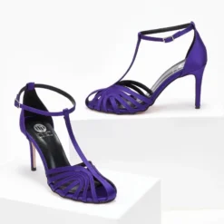 Πέδιλα σατέν με ρετρό σχέδιο Tfp Exclusive - Μωβ -Γόβες Εκπτώσεις pedila saten me retro sxedio tfp exclusive 108377 j631