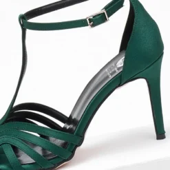 Πέδιλα σατέν με ρετρό σχέδιο Tfp Exclusive - Κυπαρισσί -Γόβες Εκπτώσεις pedila saten me retro sxedio tfp exclusive 108378 gs3b