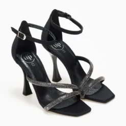 Πέδιλα σατέν με Strass TFP - Μαύρο -Γόβες Εκπτώσεις pedila saten me strass tfp 107868 9tjh