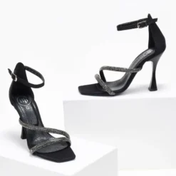 Πέδιλα σατέν με Strass TFP - Μαύρο -Γόβες Εκπτώσεις pedila saten me strass tfp 107868 te63 1