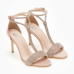 Πέδιλα σατέν με Strass Tfp - Nude -Γόβες Εκπτώσεις pedila saten me strass tfp 108638 2icp