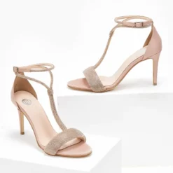 Πέδιλα σατέν με Strass Tfp - Nude -Γόβες Εκπτώσεις pedila saten me strass tfp 108638 wmh2