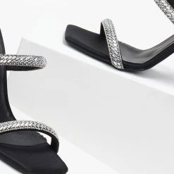 Πέδιλα σατέν με Strass Tfp - Μαύρο -Γόβες Εκπτώσεις pedila saten me strass tfp 108792 jek4