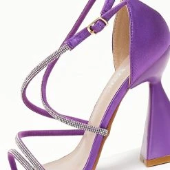 The Fashion Project Πέδιλα σατέν με τακούνι καμπάνα - Μωβ -Γόβες Εκπτώσεις pedila saten me takouni kampana 107223 0c0k