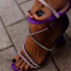 The Fashion Project Πέδιλα σατέν με τακούνι καμπάνα - Μωβ -Γόβες Εκπτώσεις pedila saten me takouni kampana 107223 l83u