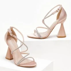 The Fashion Project Πέδιλα σατέν με τακούνι καμπάνα - Σομόν -Γόβες Εκπτώσεις pedila saten me takouni kampana 107224 28d3