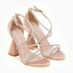 The Fashion Project Πέδιλα σατέν με τακούνι καμπάνα - Σομόν -Γόβες Εκπτώσεις pedila saten me takouni kampana 107224 srd0