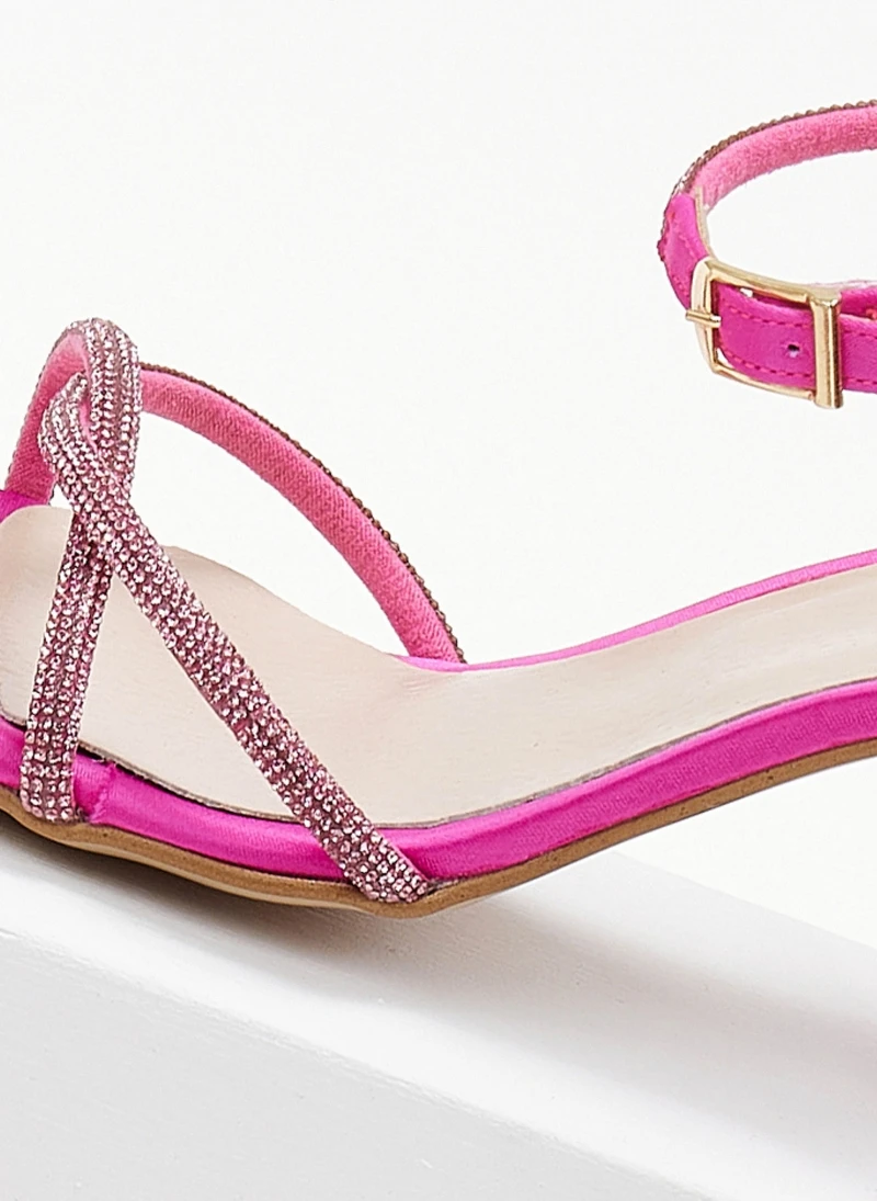 Πέδιλα σατέν TFP με λεπτά Strass - Φούξια 6 Πέδιλα σατέν TFP με λεπτά Strass - Φούξια - Image 6