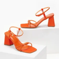 Πέδιλα σατέν TFP με λεπτά Strass - Πορτοκαλί -Γόβες Εκπτώσεις pedila saten tfp me lepta strass 105192 7p6h 1