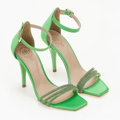 Πέδιλα σατέν TFP με Strass λουράκια - Λαχανί 12 Πέδιλα σατέν TFP με Strass λουράκια - Λαχανί -Γόβες Εκπτώσεις pedila saten tfp me strass lourakia 104262 5np5