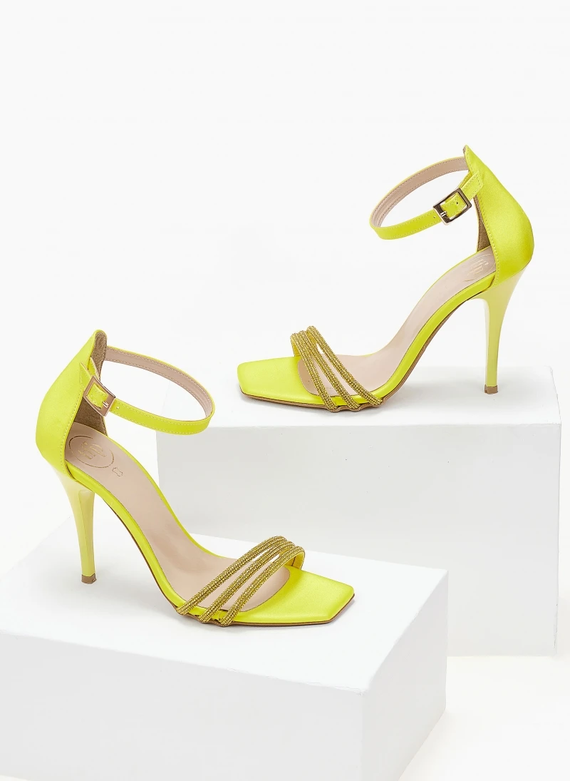 Πέδιλα σατέν TFP με Strass λουράκια - Κίτρινο 2 Πέδιλα σατέν TFP με Strass λουράκια - Κίτρινο - Image 2