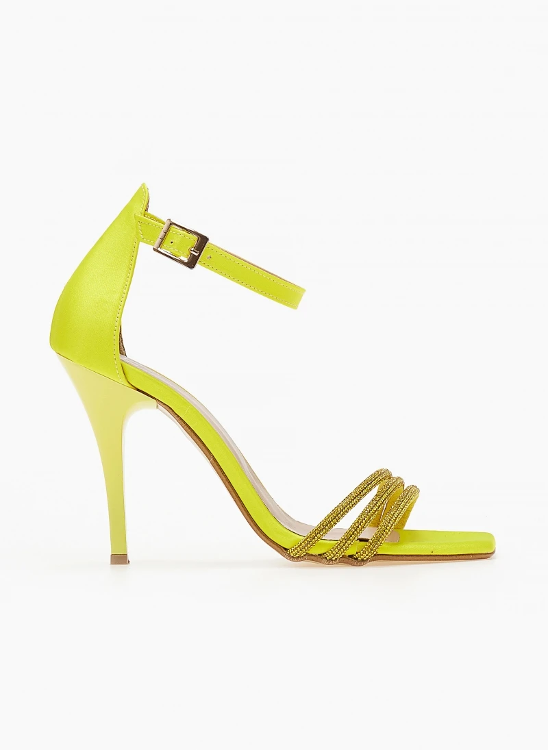 Πέδιλα σατέν TFP με Strass λουράκια - Κίτρινο 1 Πέδιλα σατέν TFP με Strass λουράκια - Κίτρινο