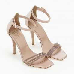 Πέδιλα σατέν TFP με Strass λουράκια - Nude -Γόβες Εκπτώσεις pedila saten tfp me strass lourakia 104309 78nd