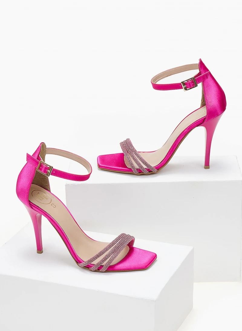 Πέδιλα σατέν TFP με Strass λουράκια - Φούξια 3 Πέδιλα σατέν TFP με Strass λουράκια - Φούξια - Image 3