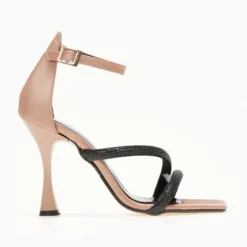 Πέδιλα σατέν με Strass TFP - Nude -Γόβες Εκπτώσεις pedila sate΄n me strass tfp 107820 5fw8