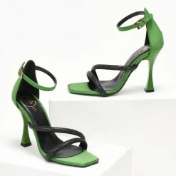 Πέδιλα σατέν με Strass TFP - Πράσινο -Γόβες Εκπτώσεις pedila sate΄n me strass tfp 107821 16vf